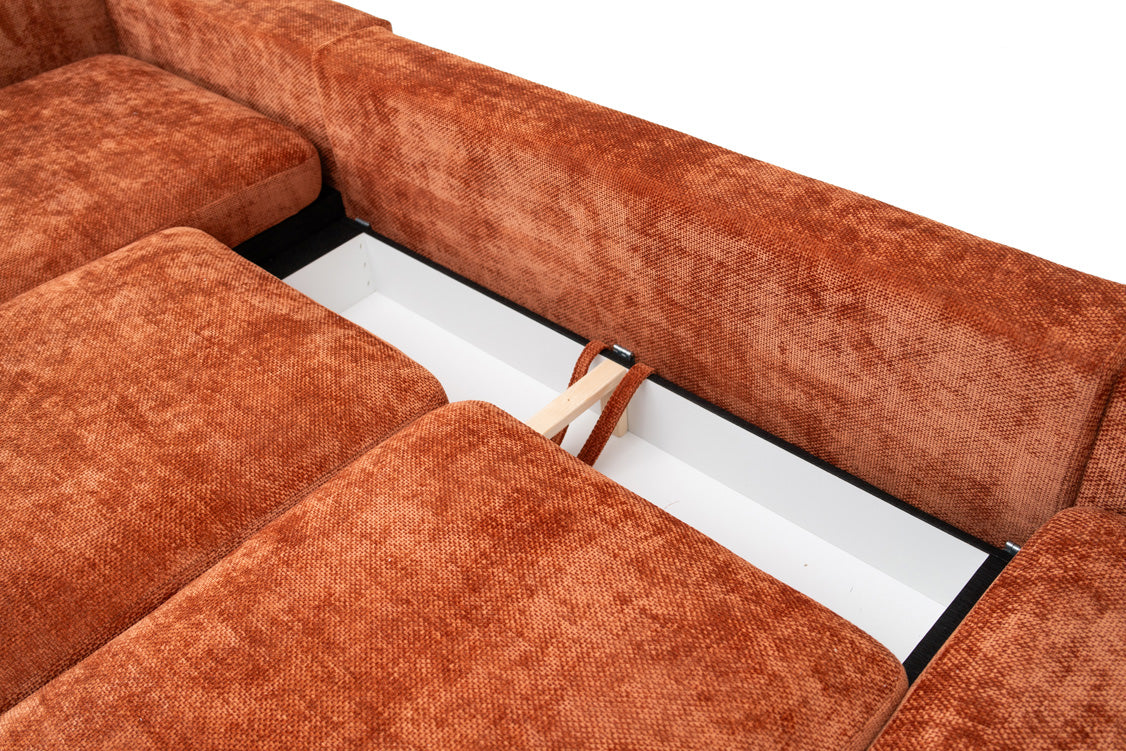 Luxusbetten24 Selena U Designer Sofa mit Schlaffunktion Strukturstoff
