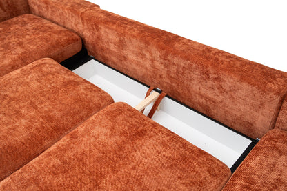 Luxusbetten24 Selena U Designer Sofa mit Schlaffunktion Strukturstoff