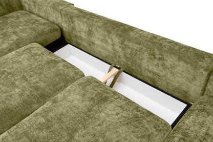 Luxusbetten24 Selena U Designer Sofa mit Schlaffunktion Strukturstoff