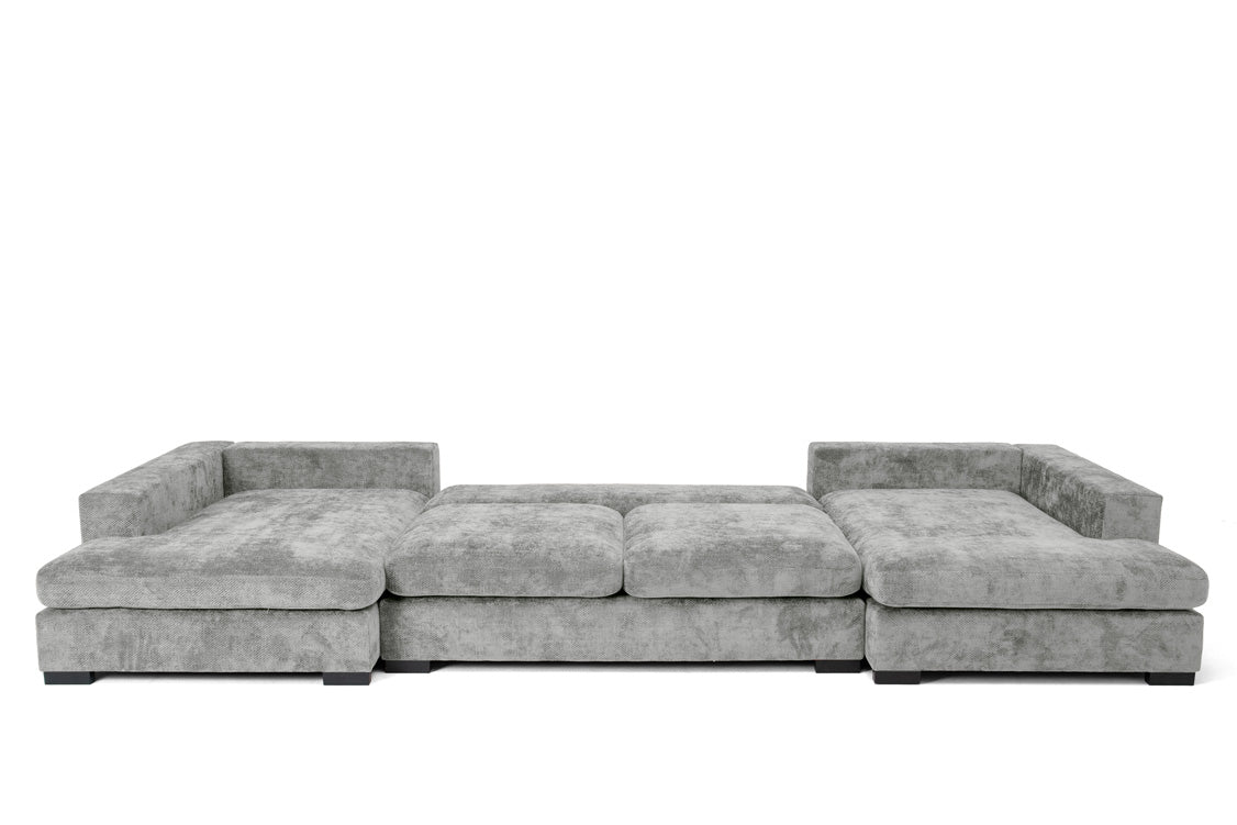 Luxusbetten24 Selena U Designer Sofa mit Schlaffunktion Strukturstoff