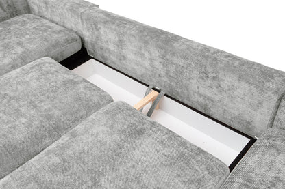 Luxusbetten24 Selena U Designer Sofa mit Schlaffunktion Strukturstoff
