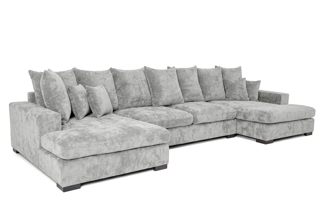 Luxusbetten24 Selena U Designer Sofa mit Schlaffunktion Strukturstoff