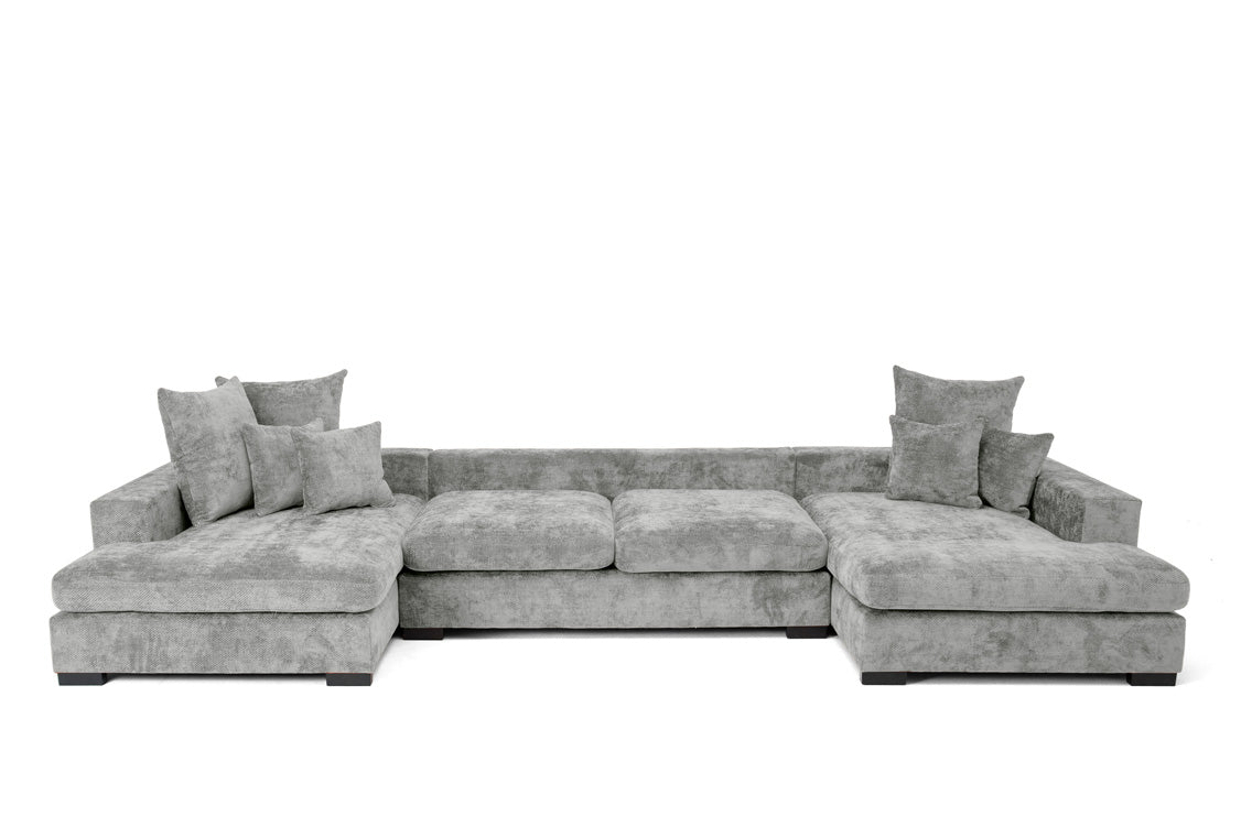 Luxusbetten24 Selena U Designer Sofa mit Schlaffunktion Strukturstoff