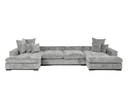 Luxusbetten24 Selena U Designer Sofa mit Schlaffunktion Strukturstoff