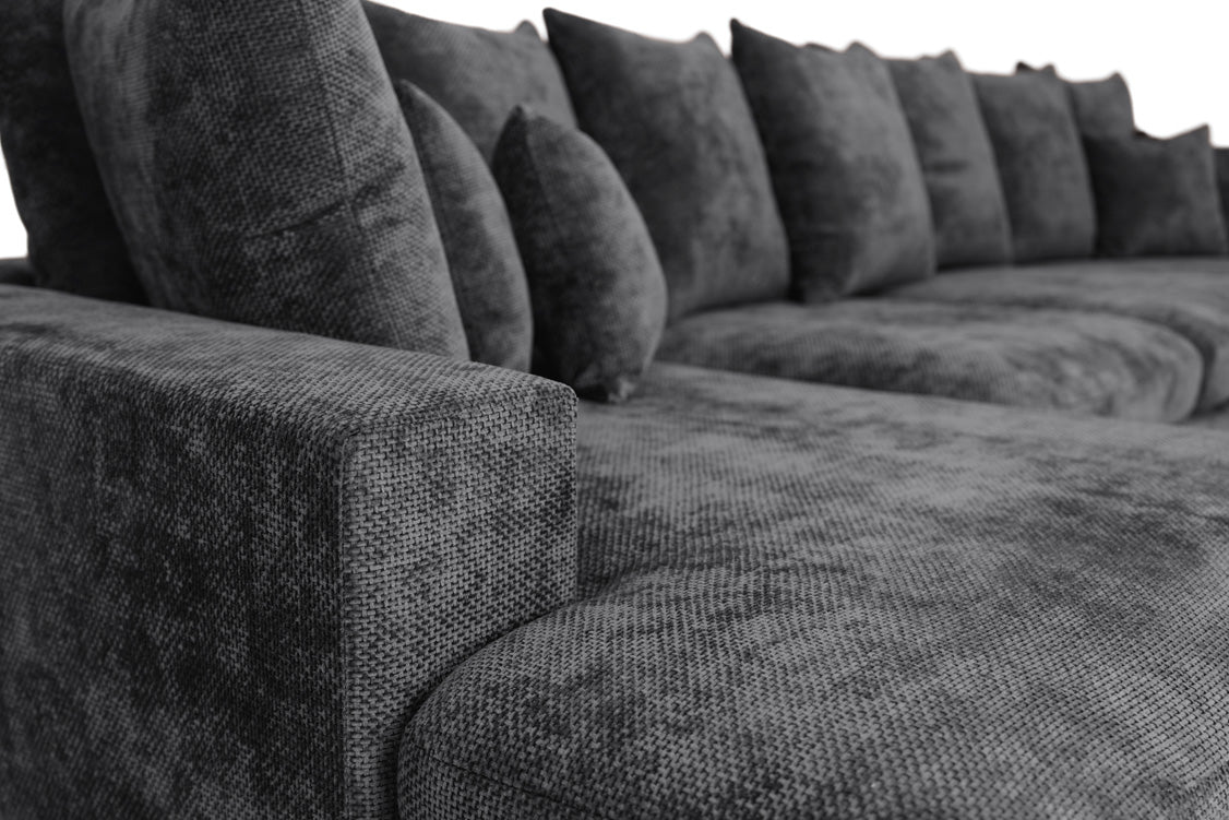 Luxusbetten24 Selena U Designer Sofa mit Schlaffunktion Strukturstoff