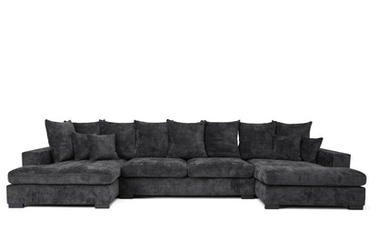 Luxusbetten24 Selena U Designer Sofa mit Schlaffunktion Strukturstoff