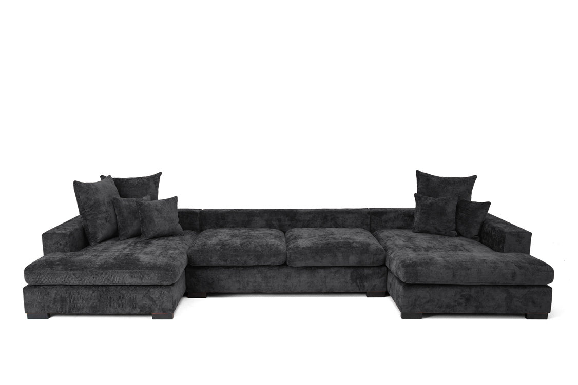 Luxusbetten24 Selena U Designer Sofa mit Schlaffunktion Strukturstoff