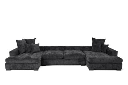 Luxusbetten24 Selena U Designer Sofa mit Schlaffunktion Strukturstoff