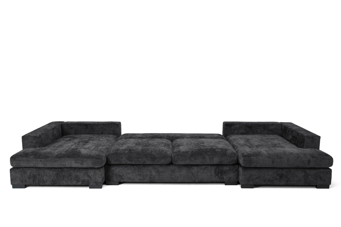 Luxusbetten24 Selena U Designer Sofa mit Schlaffunktion Strukturstoff