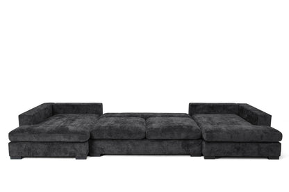 Luxusbetten24 Selena U Designer Sofa mit Schlaffunktion Strukturstoff