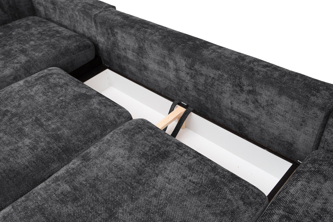 Designer Sofa Selena L mit Schlaffunktion in Strukturstoff