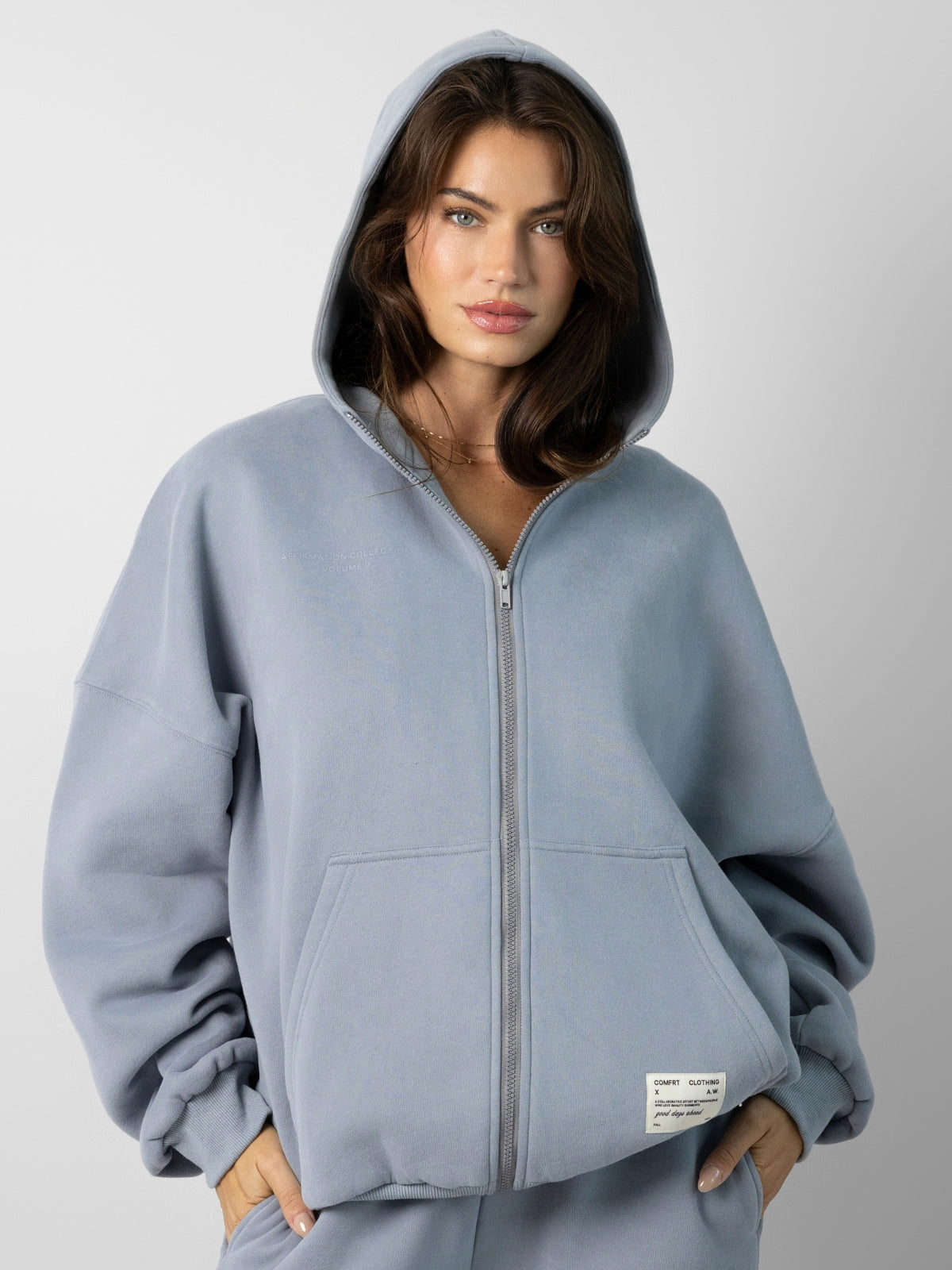 Comfrt Affirmation Zip Hoodie Oversized Super Soft Cotton Maroon
