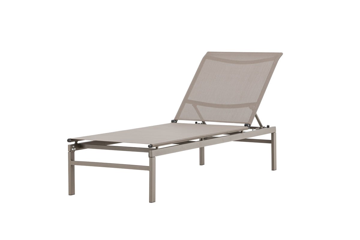 Sonnenliege Arelia – Textilene‑Lounge Mit Stahlgestell, Schwarz & Beige