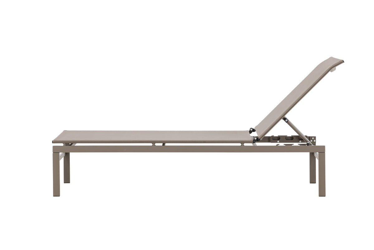 Sonnenliege Arelia – Textilene‑Lounge Mit Stahlgestell, Schwarz & Beige