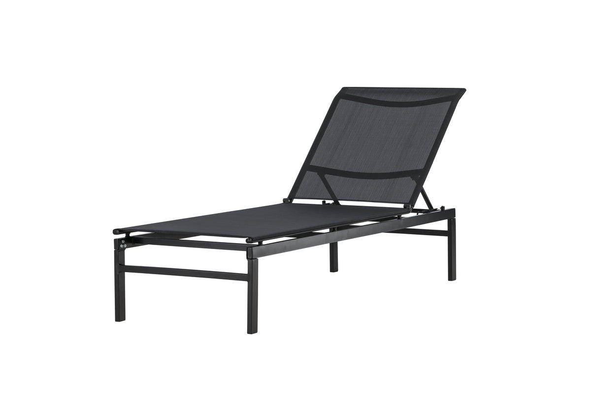 Sonnenliege Arelia – Textilene‑Lounge Mit Stahlgestell, Schwarz & Beige