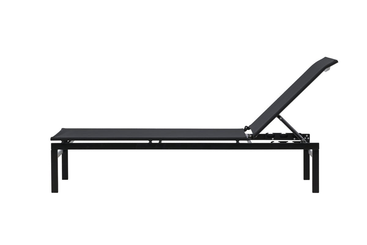 Sonnenliege Arelia – Textilene‑Lounge Mit Stahlgestell, Schwarz & Beige