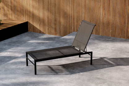 Sonnenliege Arelia – Textilene‑Lounge Mit Stahlgestell, Schwarz & Beige