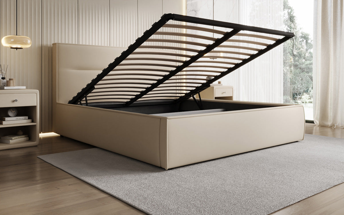 Luxusbetten24 Designer Merry Polsterbett Stoff mit Stauraum