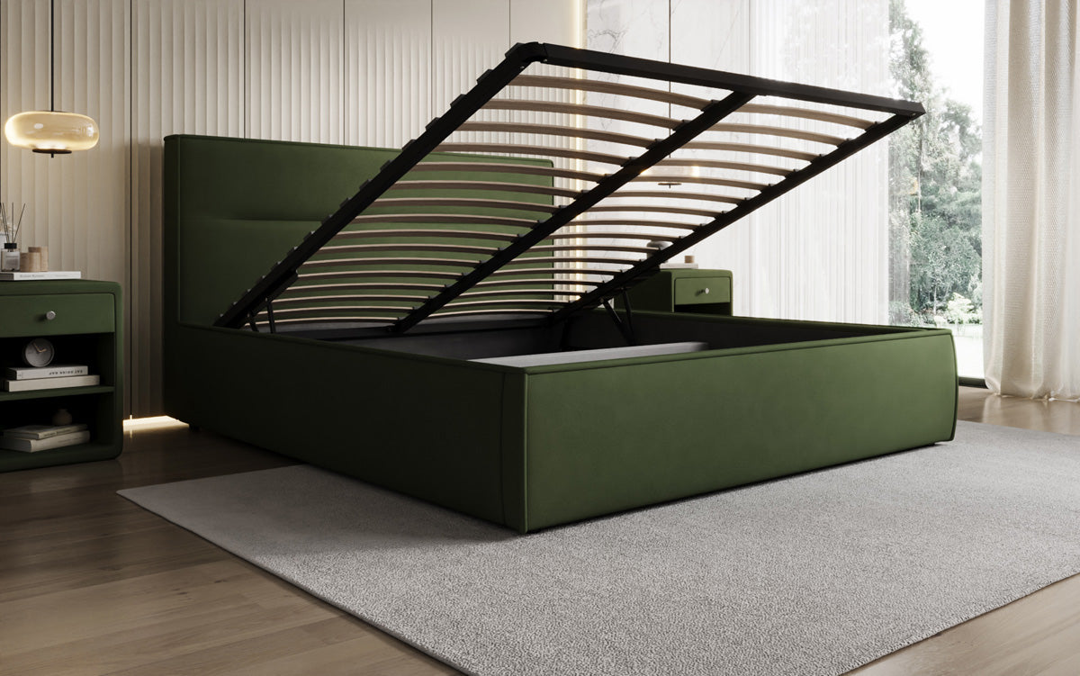 Luxusbetten24 Designer Merry Polsterbett Stoff mit Stauraum