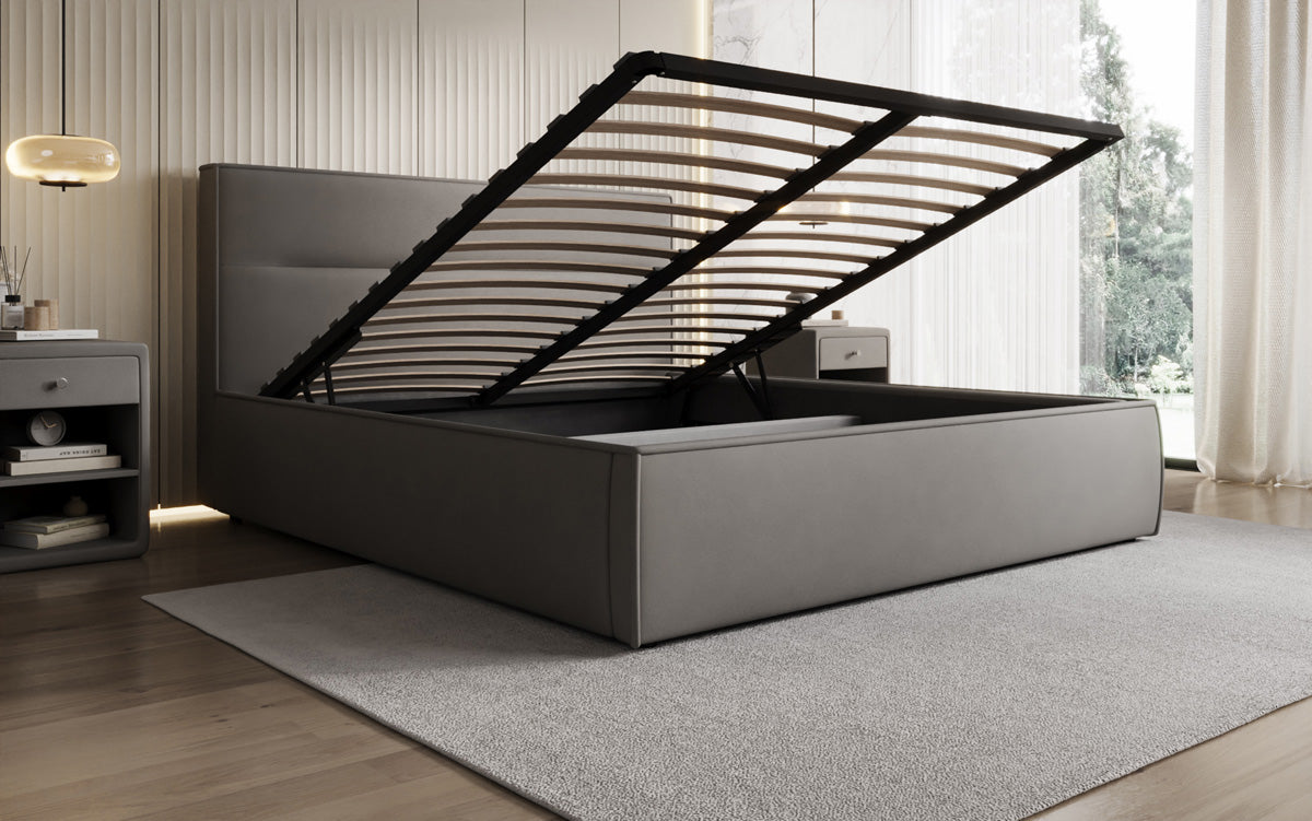 Luxusbetten24 Designer Merry Polsterbett Stoff mit Stauraum