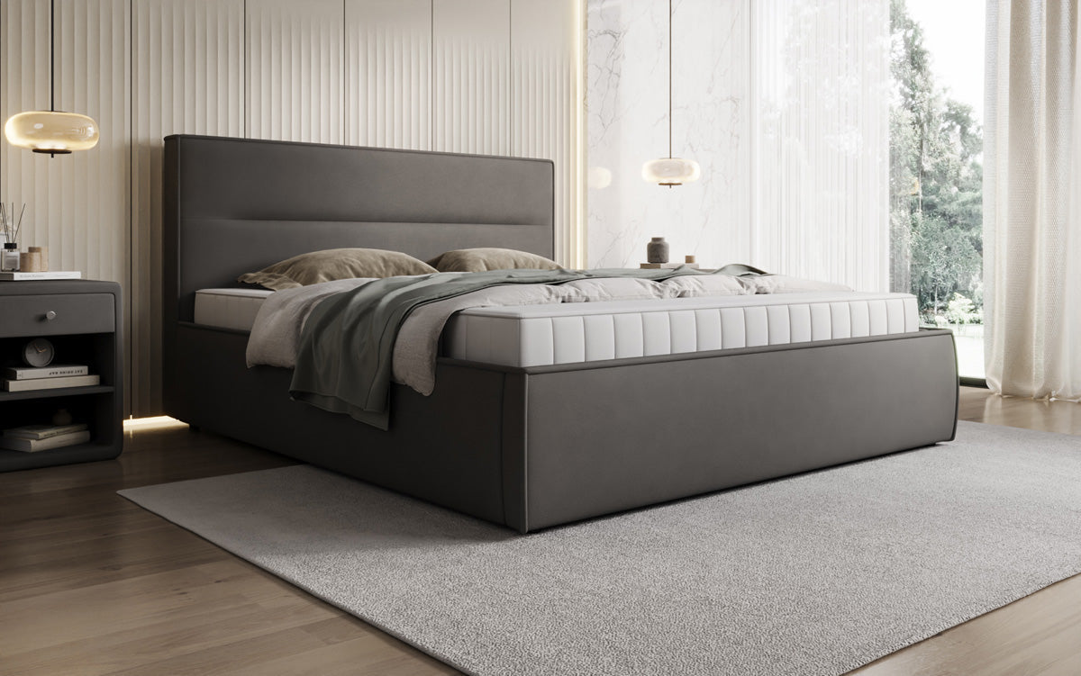 Luxusbetten24 Designer Merry Polsterbett Stoff mit Stauraum