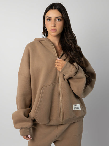 Comfrt Affirmation Zip Hoodie Oversized Super Soft Cotton Maroon