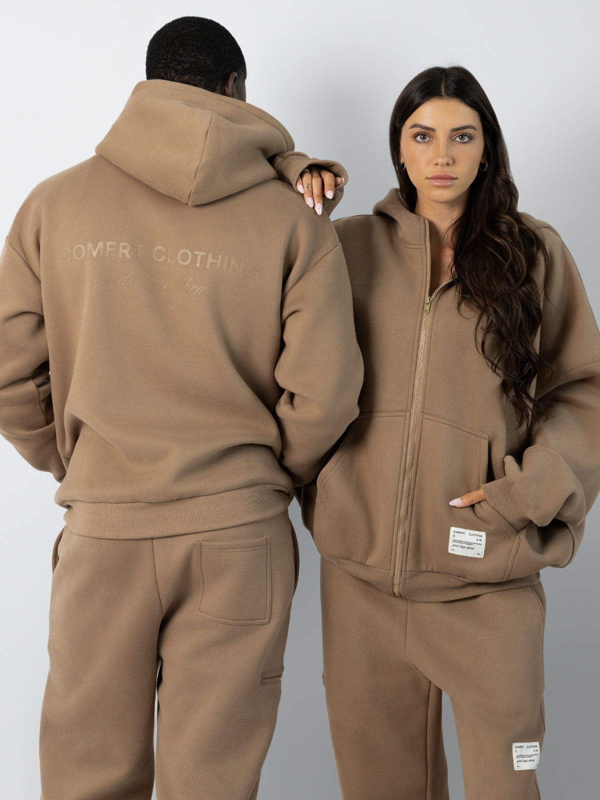 Comfrt Affirmation Zip Hoodie Oversized Super Soft Cotton Maroon