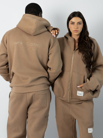 Comfrt Affirmation Zip Hoodie Oversized Super Soft Cotton Maroon