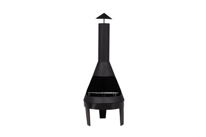 Luxusbetten24 Terrassenkamin Kia Schwarz Stahl mit Grillrost für Garten