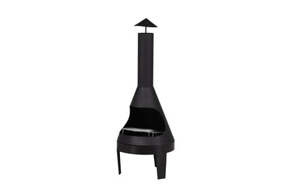 Luxusbetten24 Terrassenkamin Kia Schwarz Stahl mit Grillrost für Garten