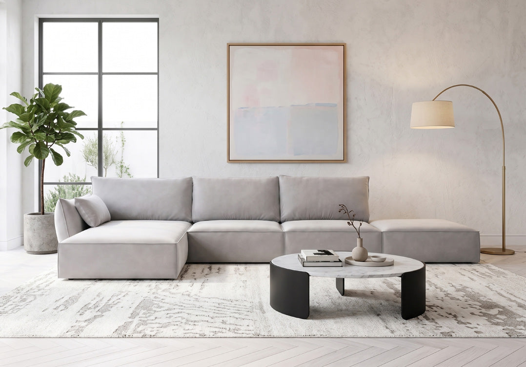 Luxusbetten24 Nuvola L Open Samt Design Sofa Größe L
