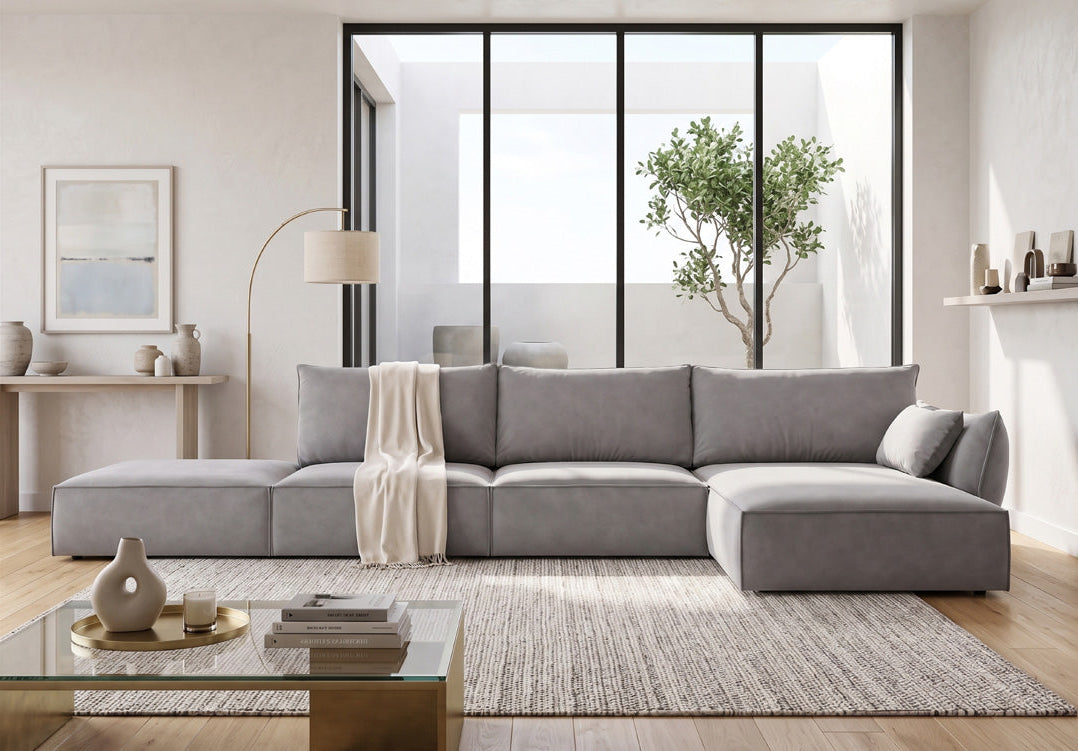 Luxusbetten24 Nuvola L Open Samt Design Sofa Größe L