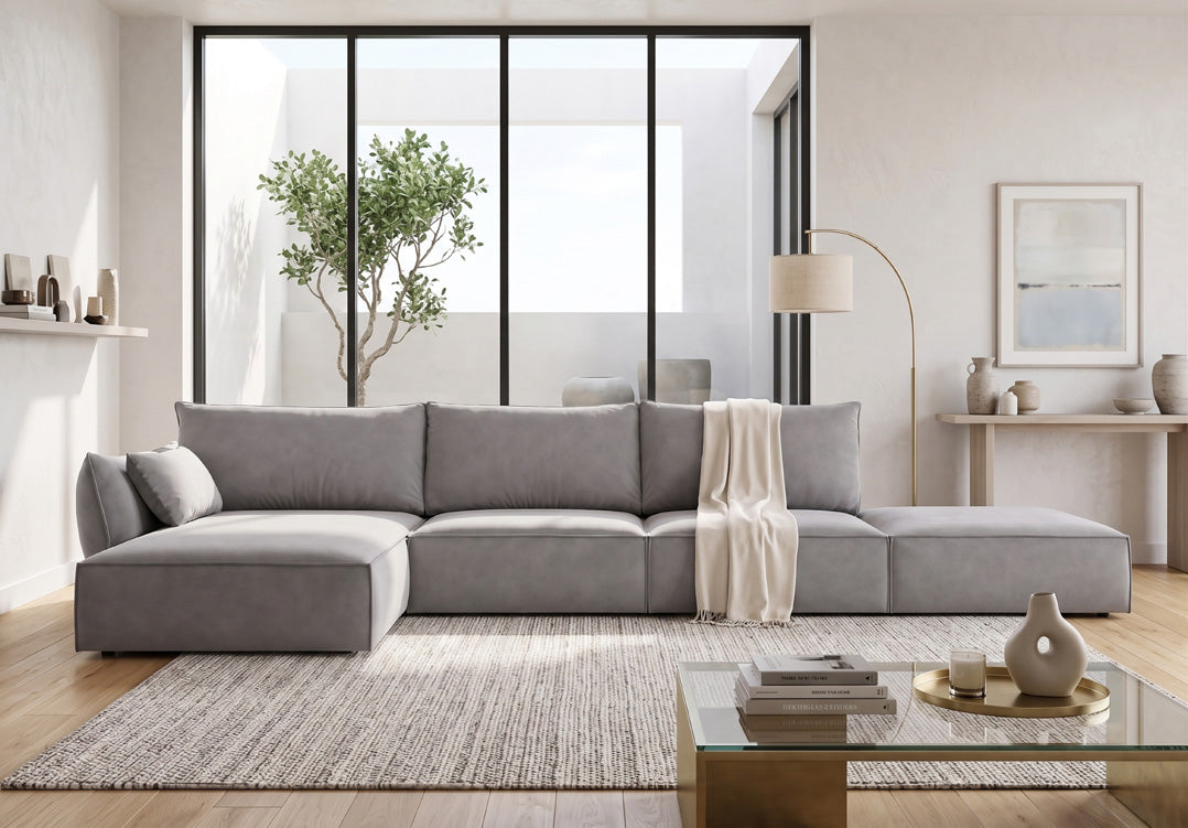Luxusbetten24 Nuvola L Open Samt Design Sofa Größe L