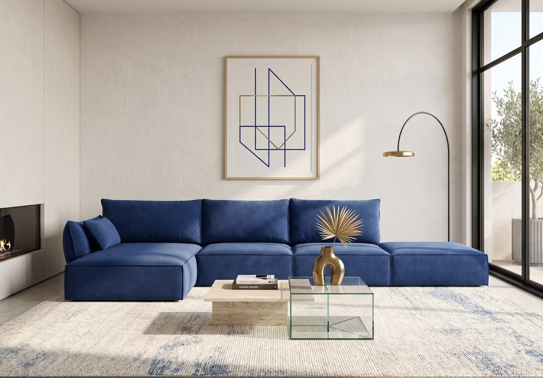 Luxusbetten24 Nuvola L Open Samt Design Sofa Größe L