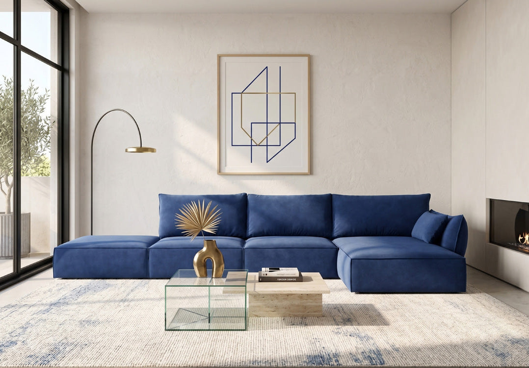 Luxusbetten24 Nuvola L Open Samt Design Sofa Größe L