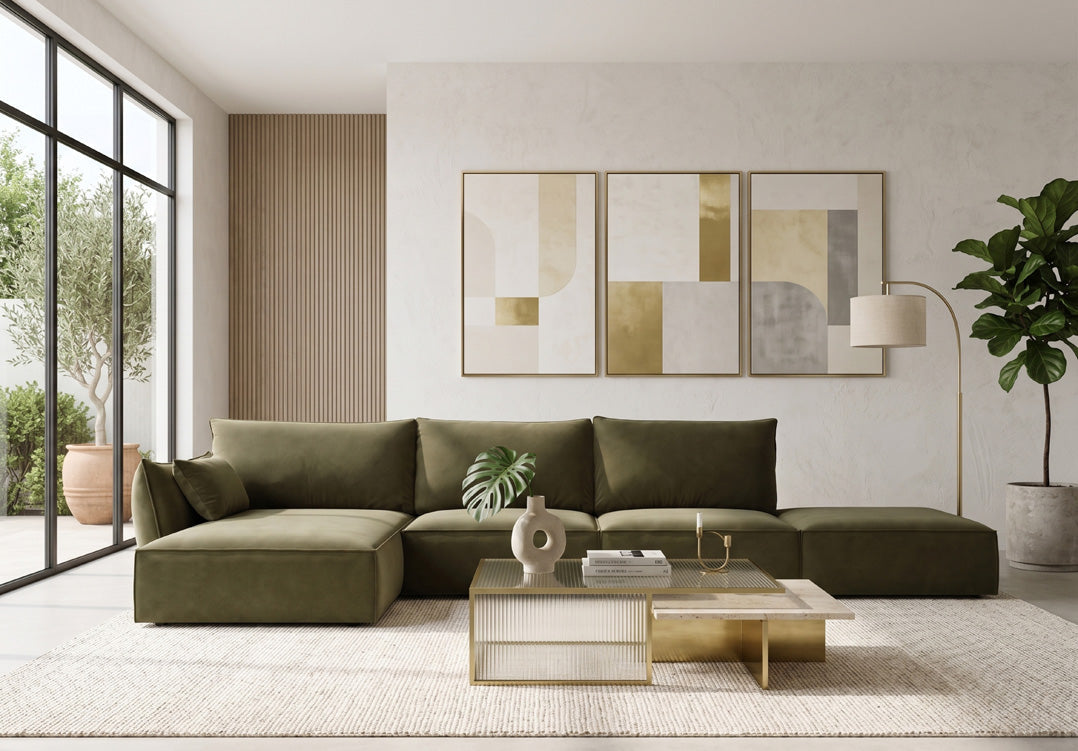Luxusbetten24 Nuvola L Open Samt Design Sofa Größe L