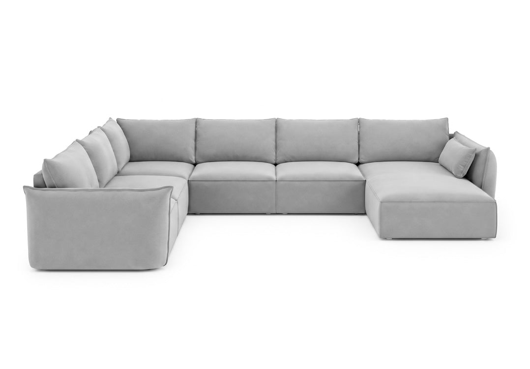 Luxusbetten24 Nuvola U Samt Designer Sofa L-Form Wohnzimmer