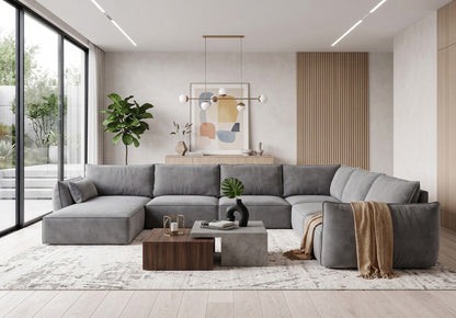 Luxusbetten24 Nuvola U Samt Designer Sofa L-Form Wohnzimmer