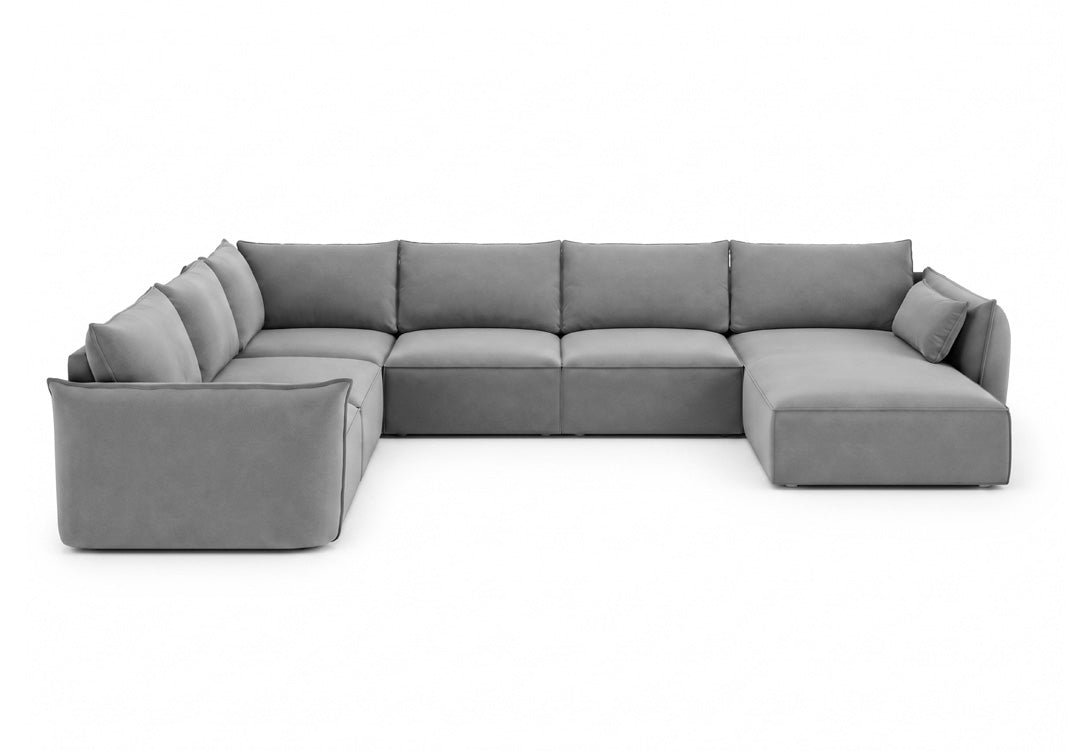 Luxusbetten24 Nuvola U Samt Designer Sofa L-Form Wohnzimmer