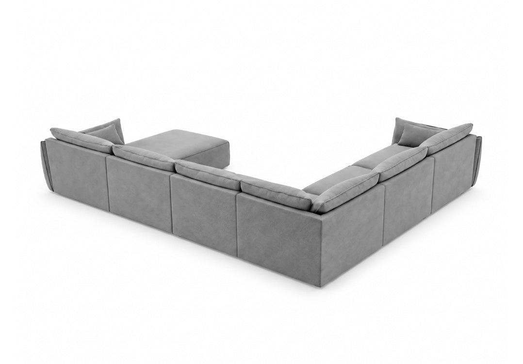 Luxusbetten24 Nuvola U Samt Designer Sofa L-Form Wohnzimmer