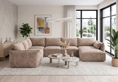 Luxusbetten24 Nuvola U Samt Designer Sofa L-Form Wohnzimmer