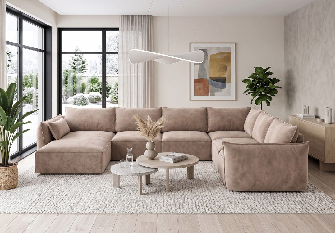 Luxusbetten24 Nuvola U Samt Designer Sofa L-Form Wohnzimmer