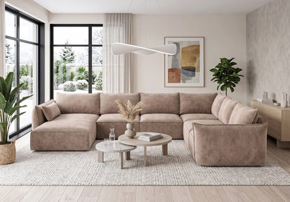 Luxusbetten24 Nuvola U Samt Designer Sofa L-Form Wohnzimmer