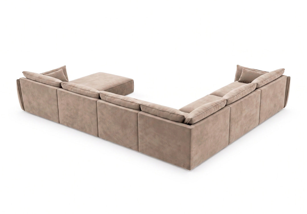 Luxusbetten24 Nuvola U Samt Designer Sofa L-Form Wohnzimmer