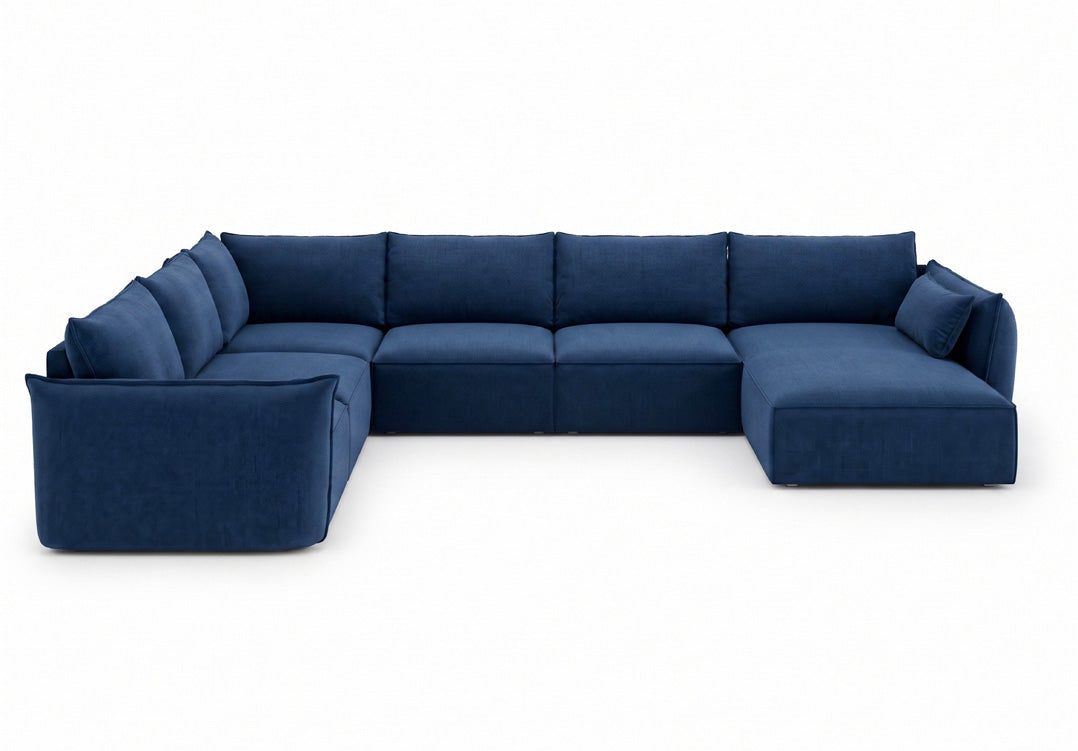 Luxusbetten24 Nuvola U Samt Designer Sofa L-Form Wohnzimmer