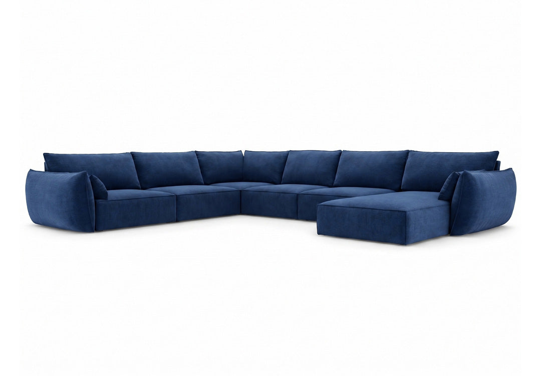 Luxusbetten24 Nuvola U Samt Designer Sofa L-Form Wohnzimmer