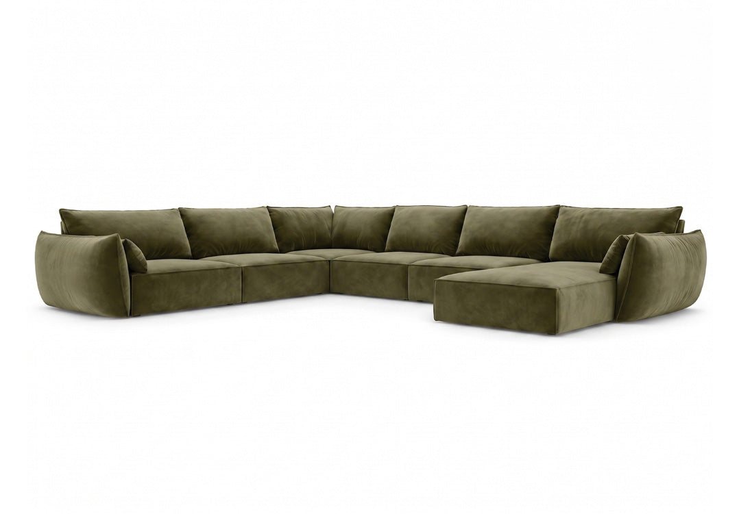 Luxusbetten24 Nuvola U Samt Designer Sofa L-Form Wohnzimmer