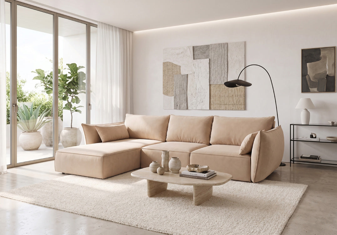 Luxusbetten24 Designer Nuvola Samt Sofa L‑Form Modern Groß