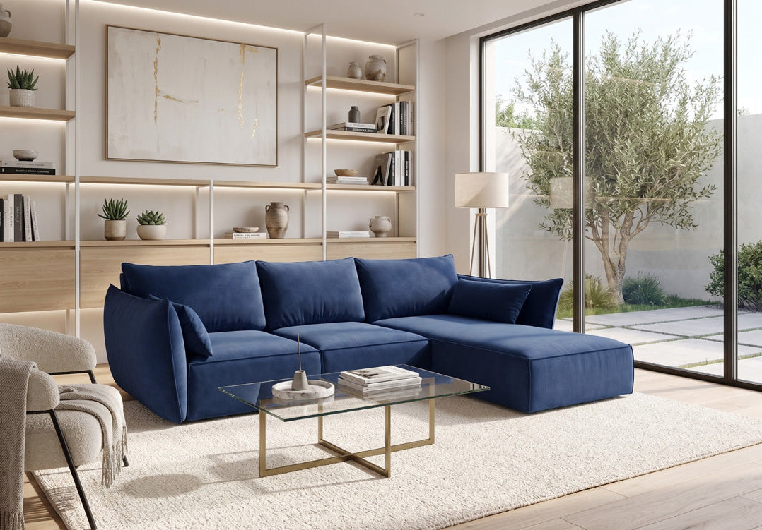 Luxusbetten24 Designer Nuvola Samt Sofa L‑Form Modern Groß