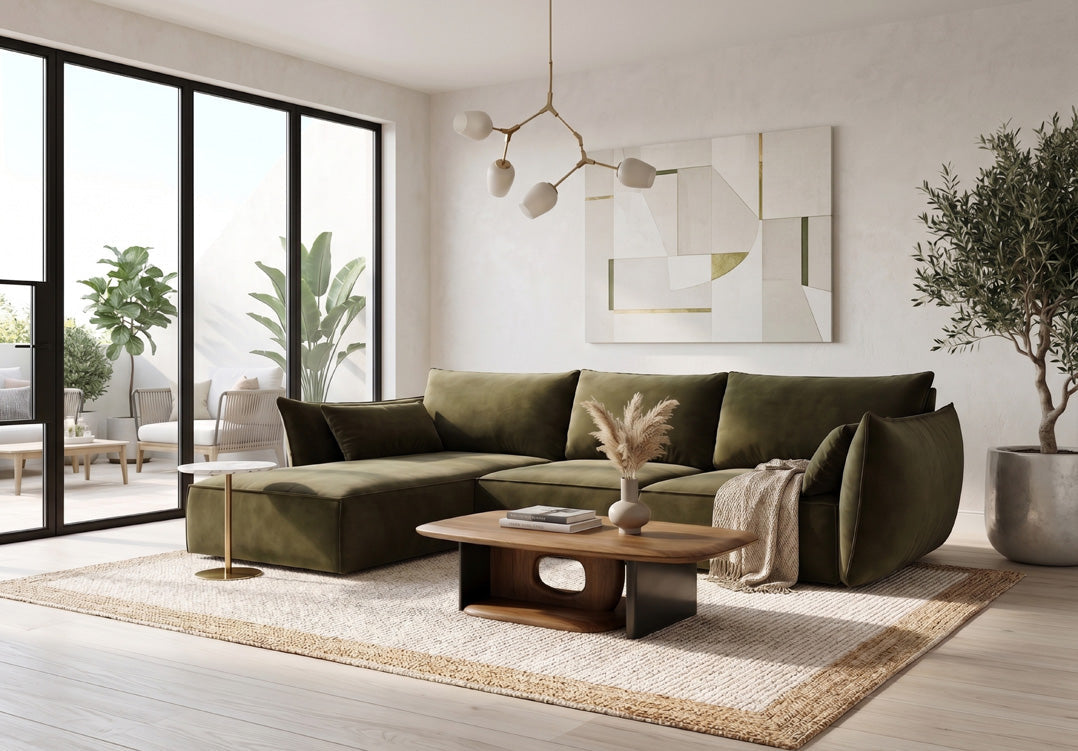 Luxusbetten24 Designer Nuvola Samt Sofa L‑Form Modern Groß